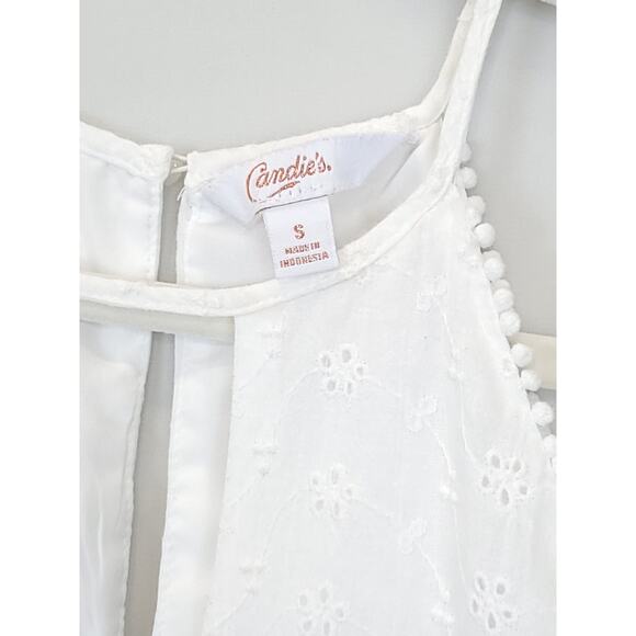 Candie's Halter Short Dress Eyelet Embroidered Keyhole White Women S Lined Boho - Picture 10 of 16
